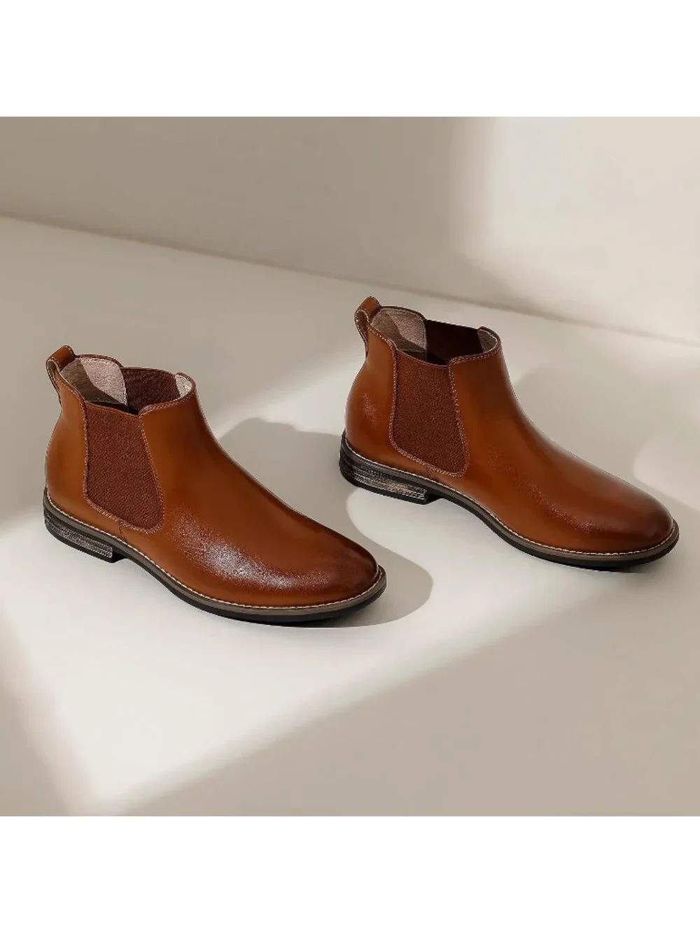 Men's Brown Classic Chelsea Ankle Crease-Resistant Soft Upper Cushioned Boots